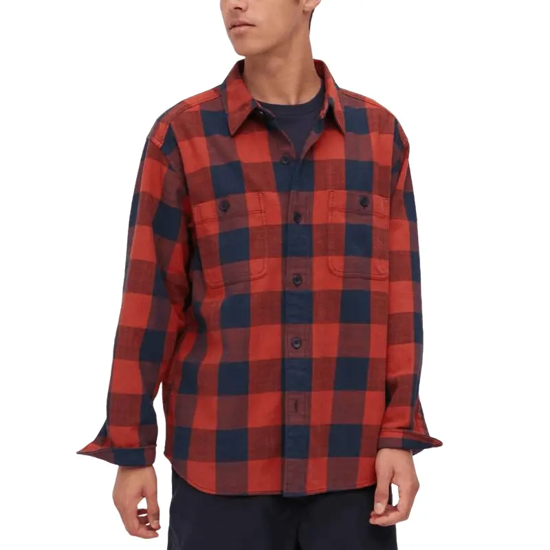 

Рубашка Uniqlo Slub Cotton Checked, оранжевый