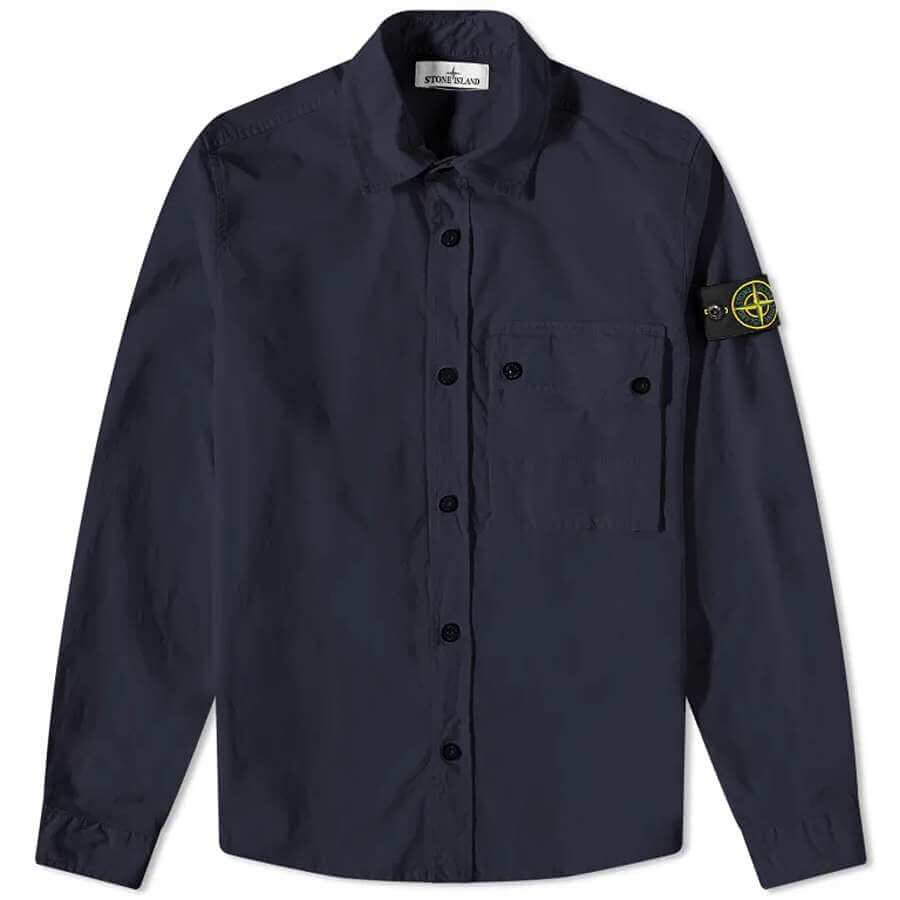 

Рубашка Stone Island Supima Cotton Twill Stretch-TC Button Overshirt, темно-синий