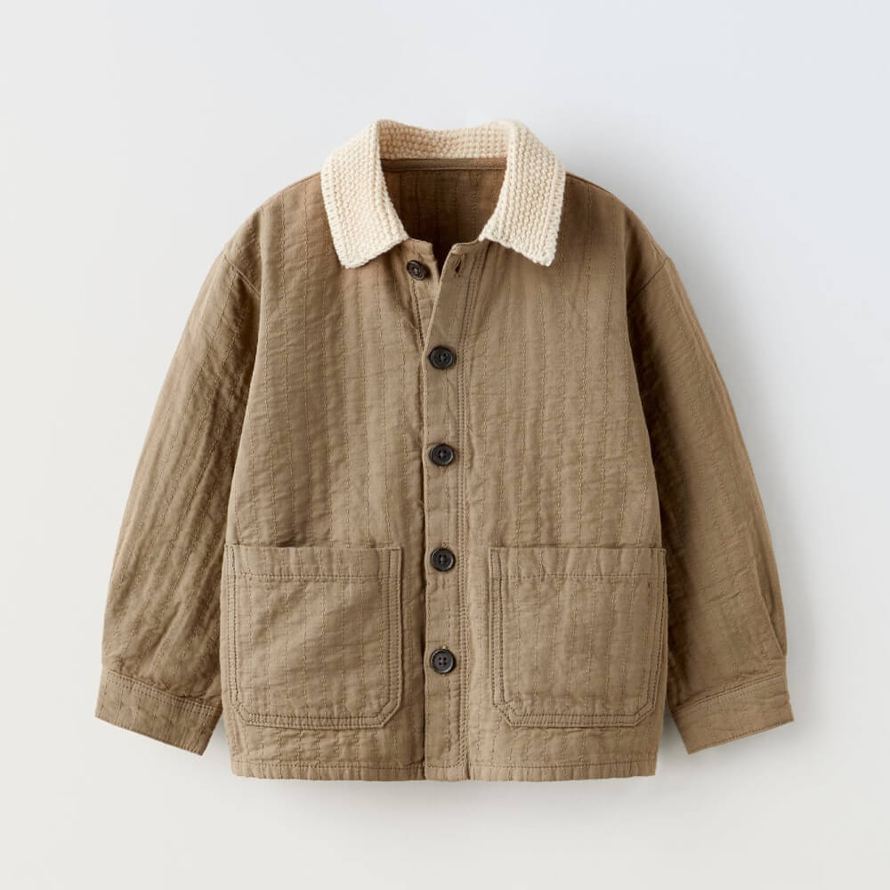 Рубашка для девочки Zara Crochet Collar, коричневый рубашка туника zara crochet белый