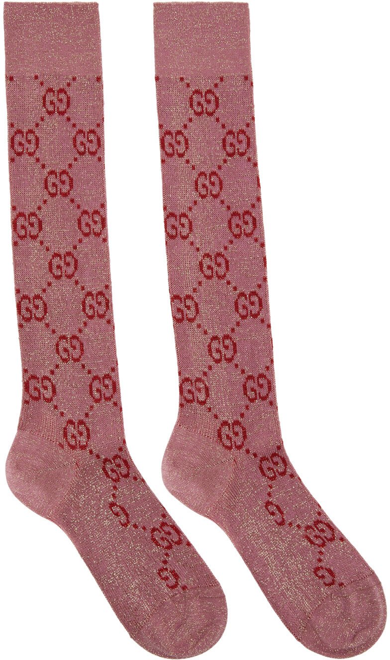 

Розовые и красные носки Lamé GG Gucci