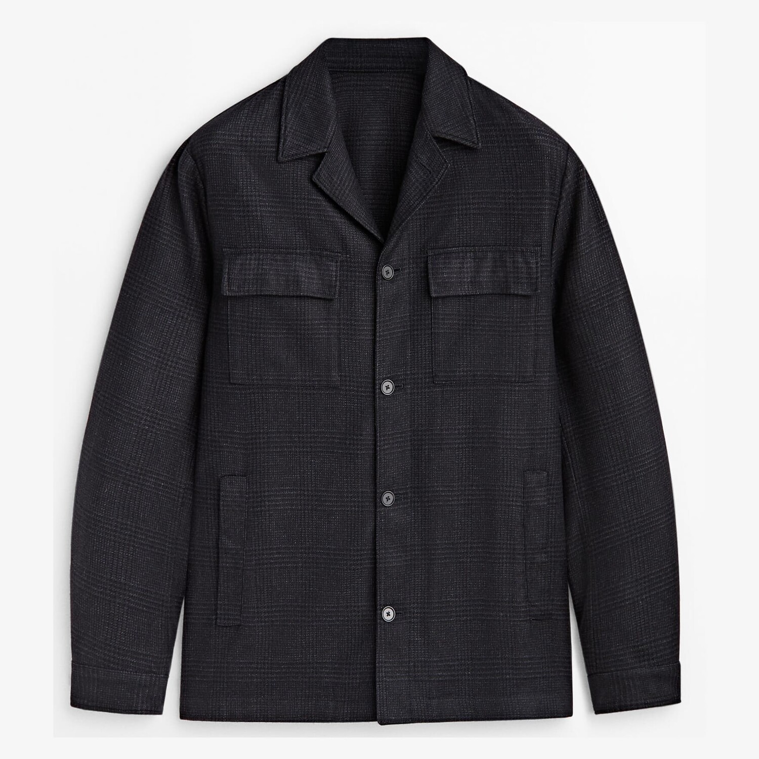 

Куртка-рубашка Massimo Dutti Check Wool Blend, темно-синий