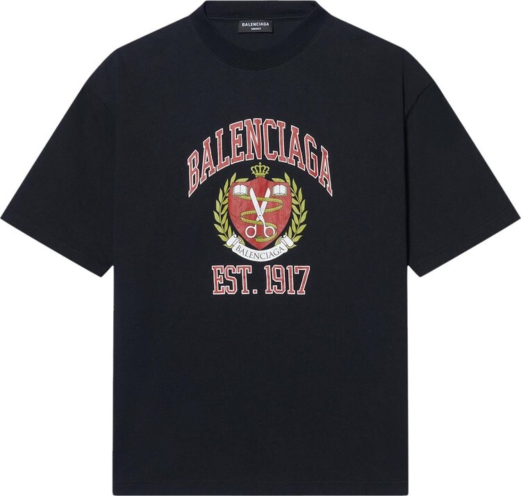 

Футболка Balenciaga College Medium Fit T-Shirt 'Black/Red', черный