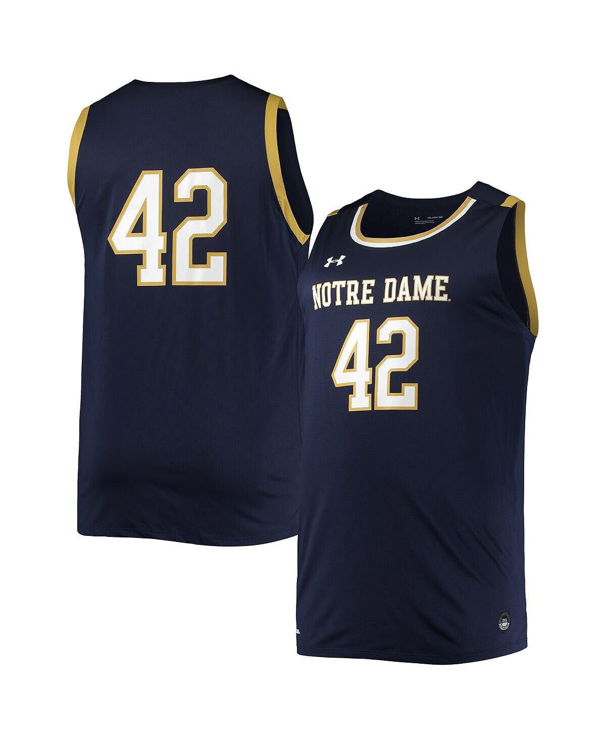 

Мужское баскетбольное джерси № 42 темно-синего цвета notre dame fighting irish replica Under Armour, синий
