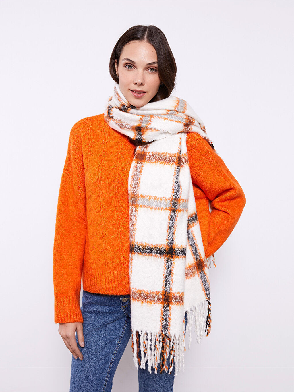 

Женский шарф в клетку с бахромой LCW Accessories