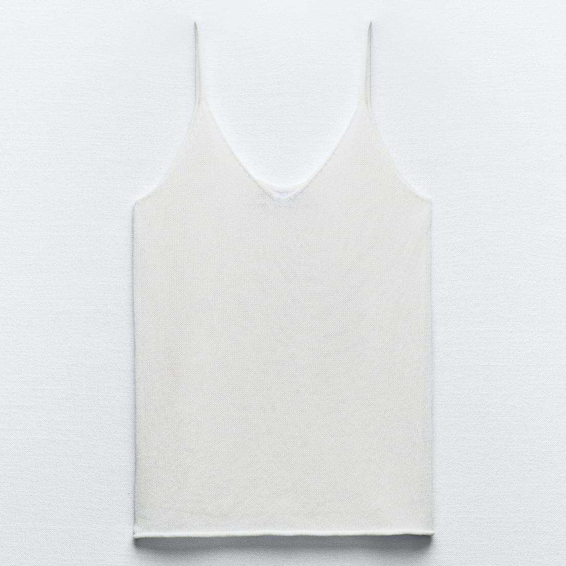 

Топ Zara Plain Strappy Knit, белый