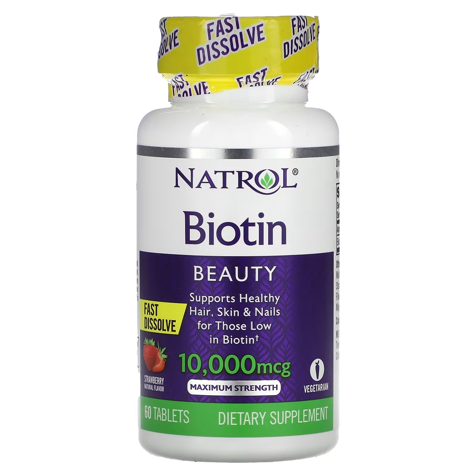 Биотин Максимальная Эффективность Natrol, клубника, 60 таблеток natrol sleep calm клубника 60 жевательных таблеток
