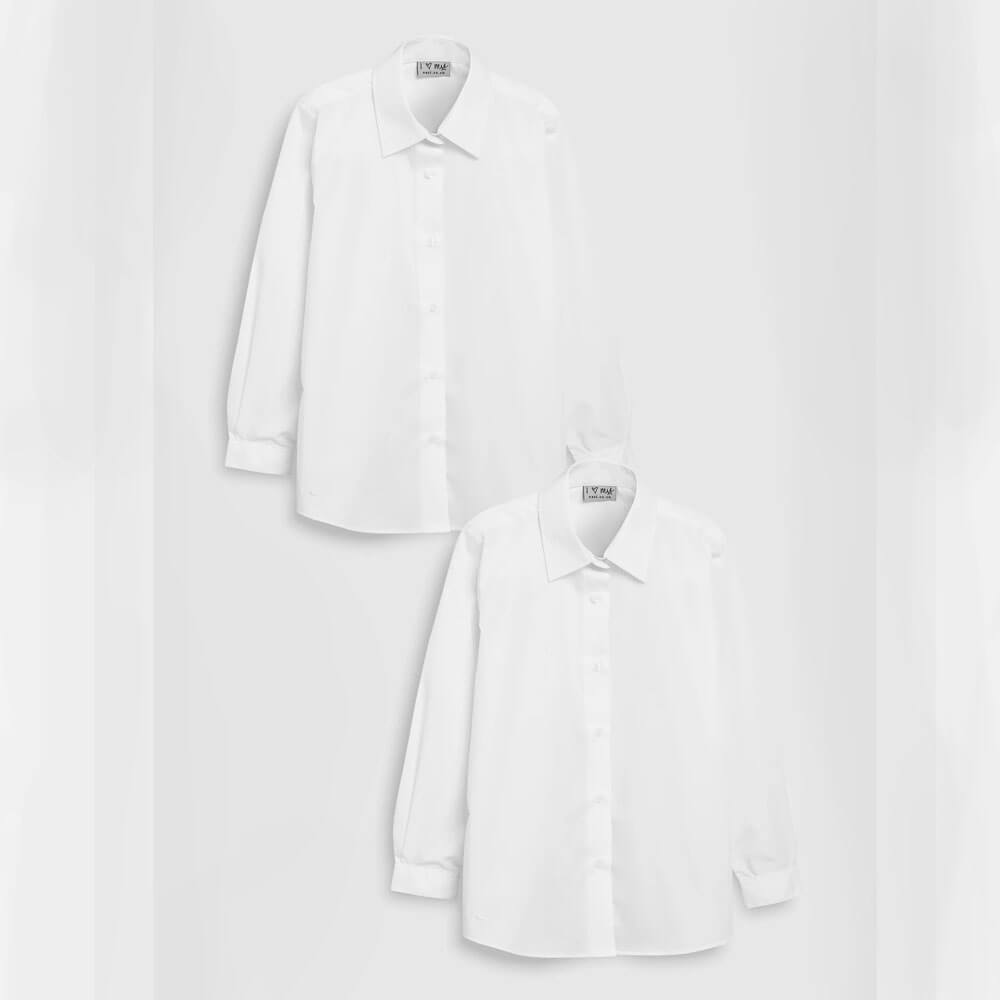 Комплект рубашек для девочки Next, 2 штуки, белый женский свободный костюм рубашка с принтом модная плиссированная рубашка с отложным воротником и длинными рукавами и широкие брюки компл
