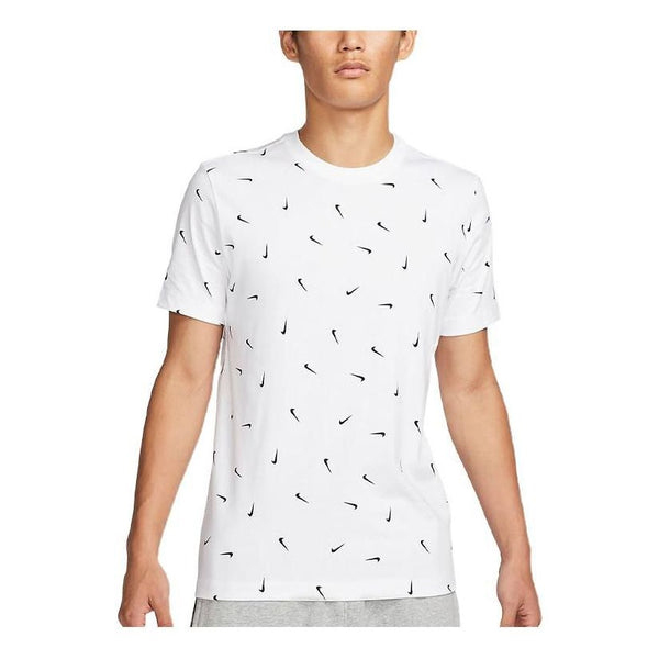 Футболка Men's Nike Logo Full Print Round Neck Pullover Short Sleeve White T-Shirt, Белый