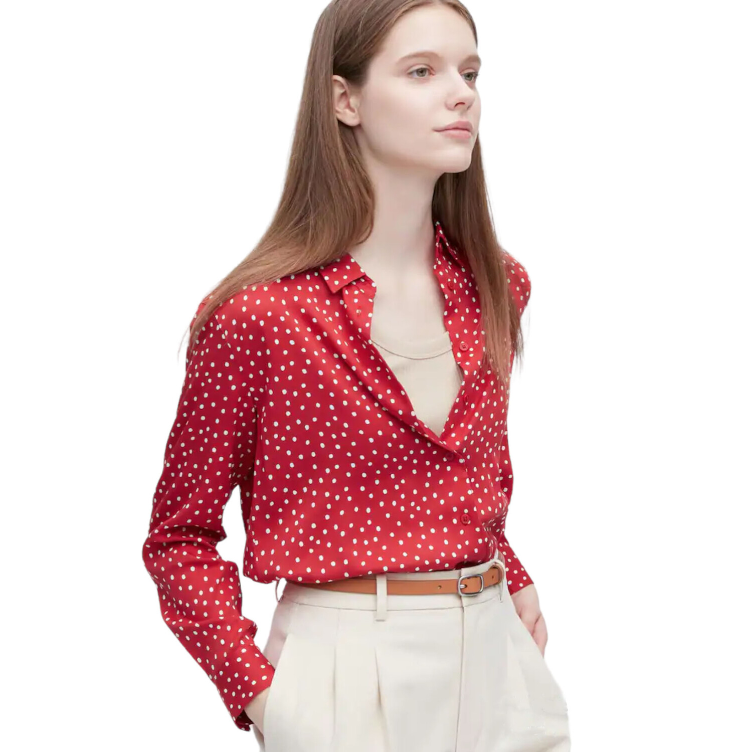 

Блузка Uniqlo Viscose Printed Long Sleeved, красный