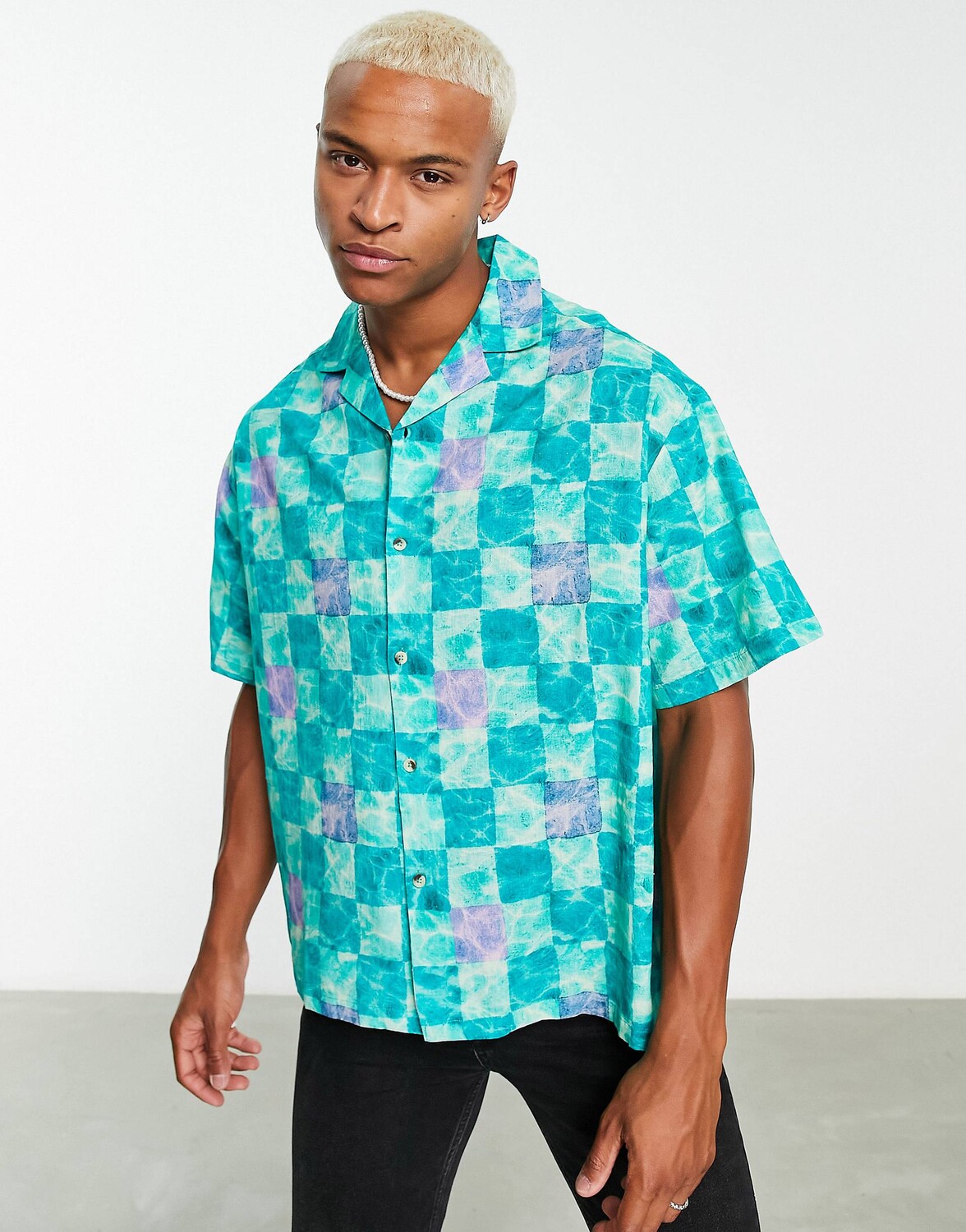 

Зеленая клетчатая рубашка свободного кроя ASOS DESIGN