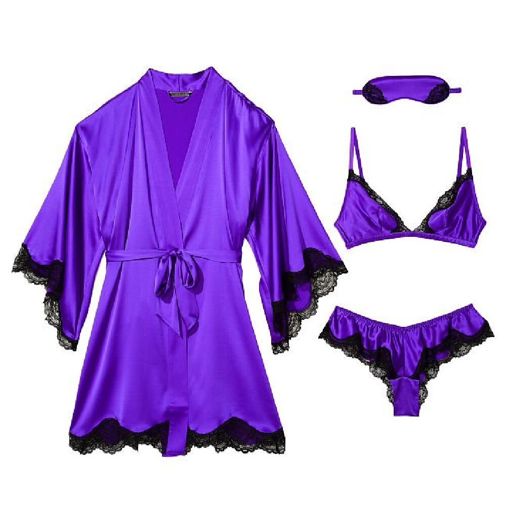 

Комплект Victoria's Secret Very Sexy Silk Gift, 4 предмета, черный/фиолетовый