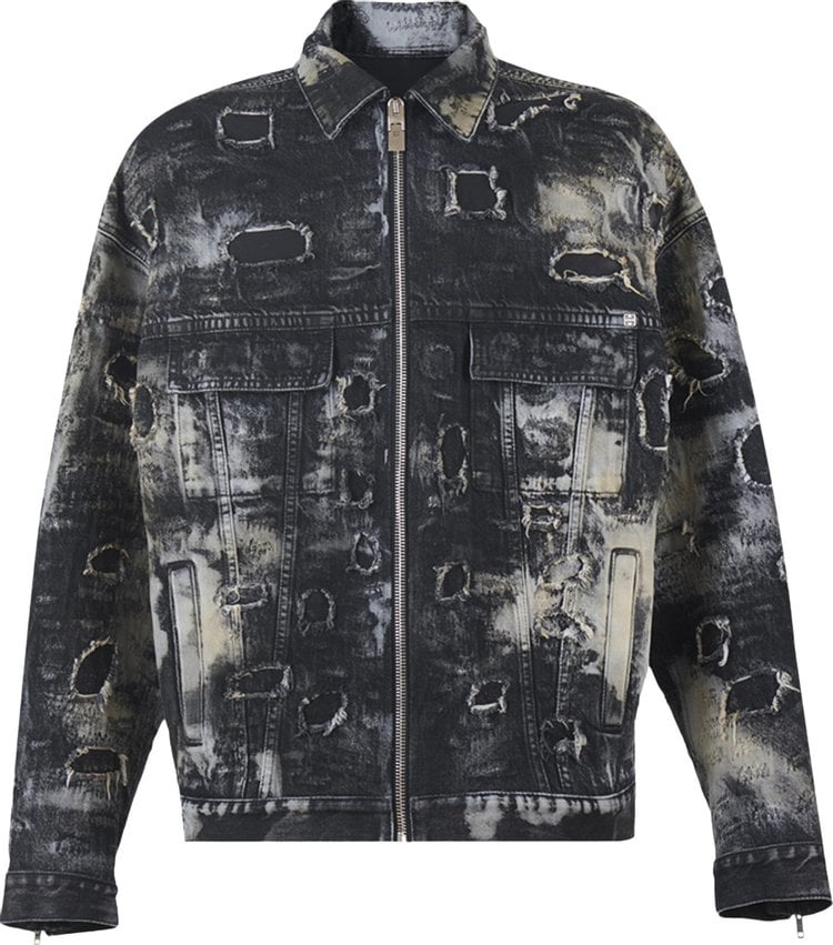 Куртка Givenchy Oversized Fit 4G Rivet Zip Denim Jacket 'Black/Beige', черный - фото