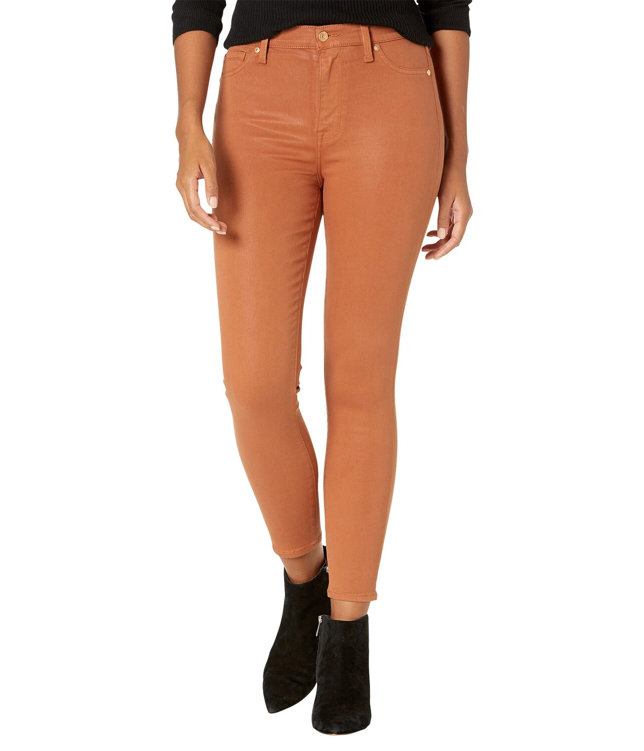 

Джинсы 7 For All Mankind, High-Waisted Ankle Skinny Faux Pocket in Coated Spice