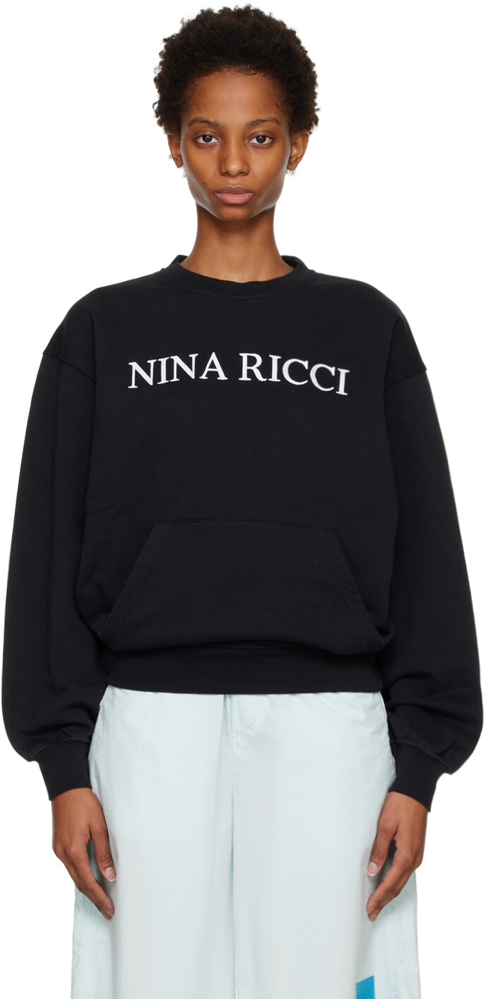 

Черный свитшот с вышивкой Nina Ricci