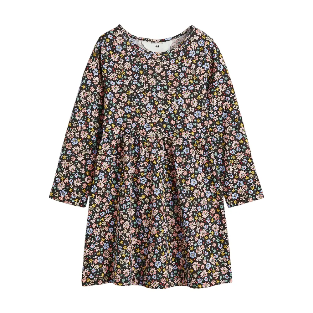 

Платье H&M Kids Cotton Jersey Flowers, темно-серый