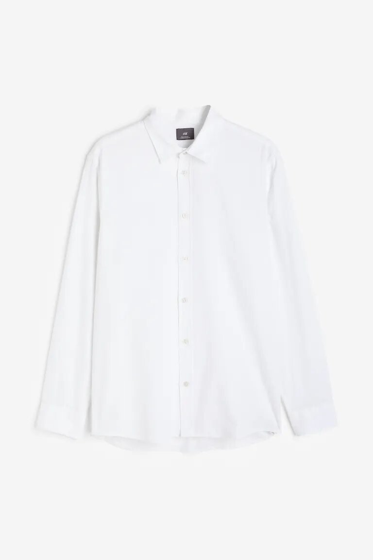 

Рубашка H&M Regular Fit Linen-blend, белый