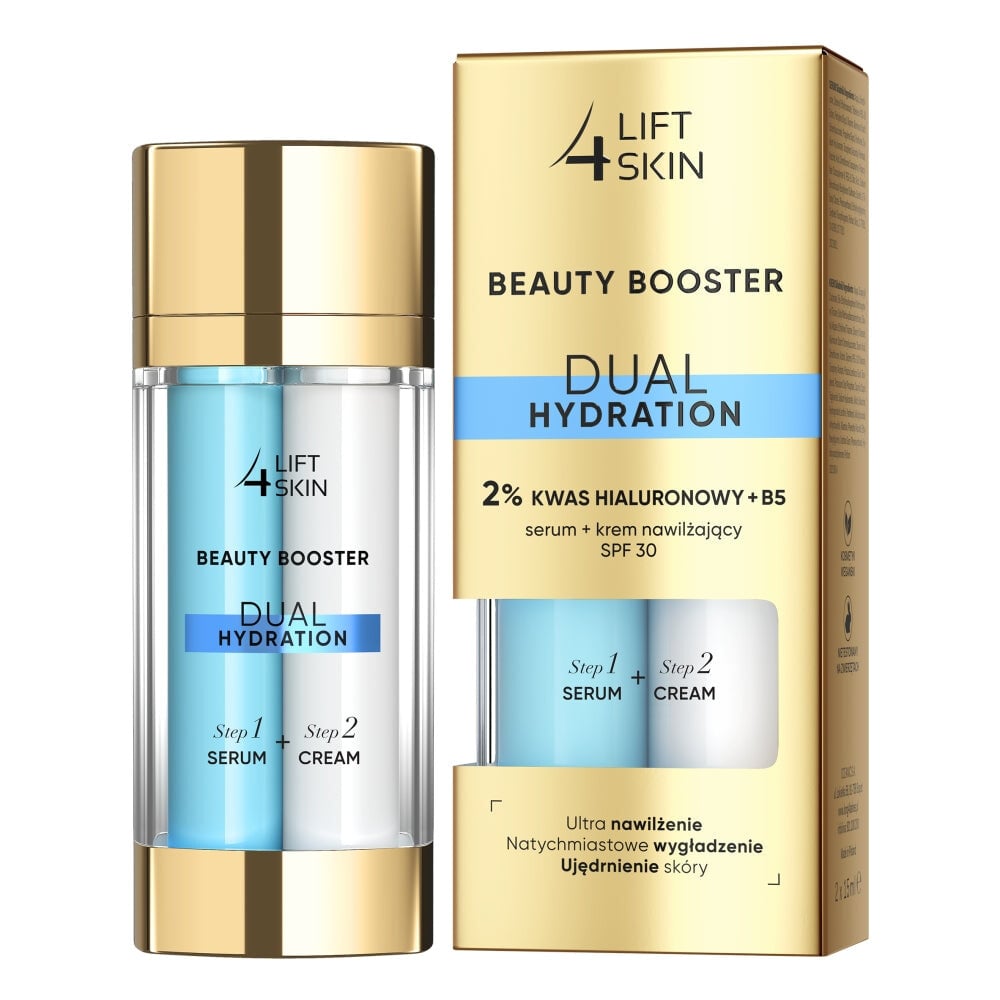 

Lift4Skin Beauty Booster Dual Hydration 2% сыворотка с гиалуроновой кислотой B5 + увлажняющий крем SPF30+ 2x15 мл