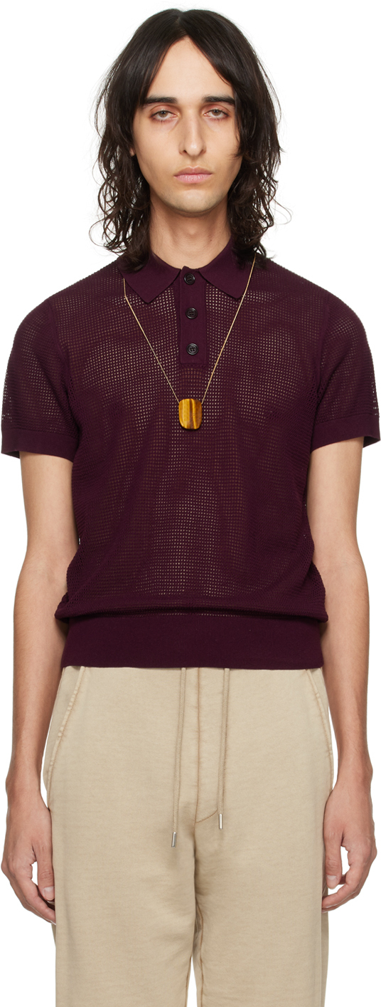 Пурпурная рубашка-поло с раздвинутым воротником Dries Van Noten рубашка zara satin баклажановый