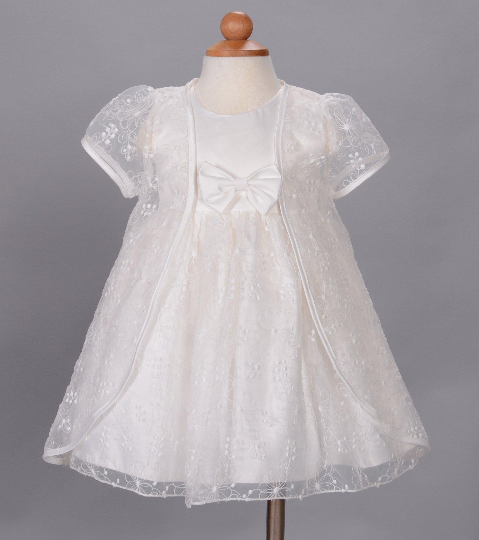 Крестильное платье с цветочным принтом и накидкой Cinda, белый