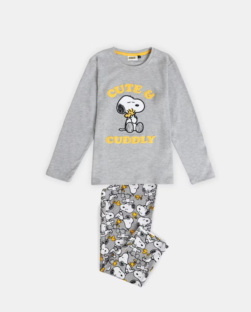 

Длинная серая вязаная пижама для девочки Peanuts