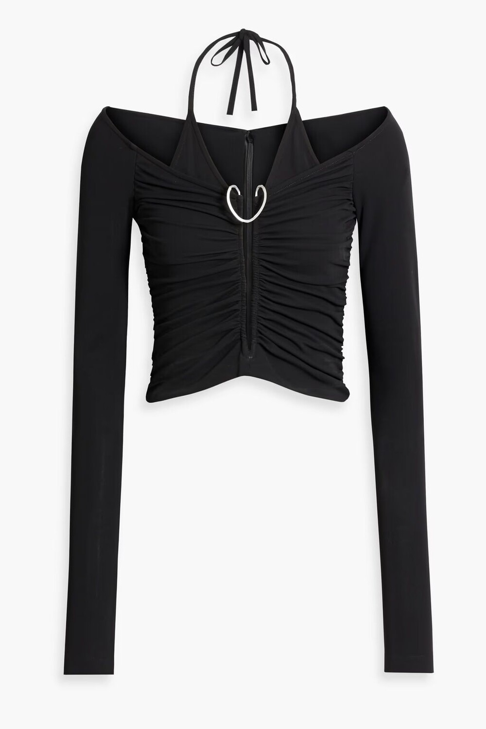 

Топ из джерси со сборками и воротником-хомутом Dion Lee, черный