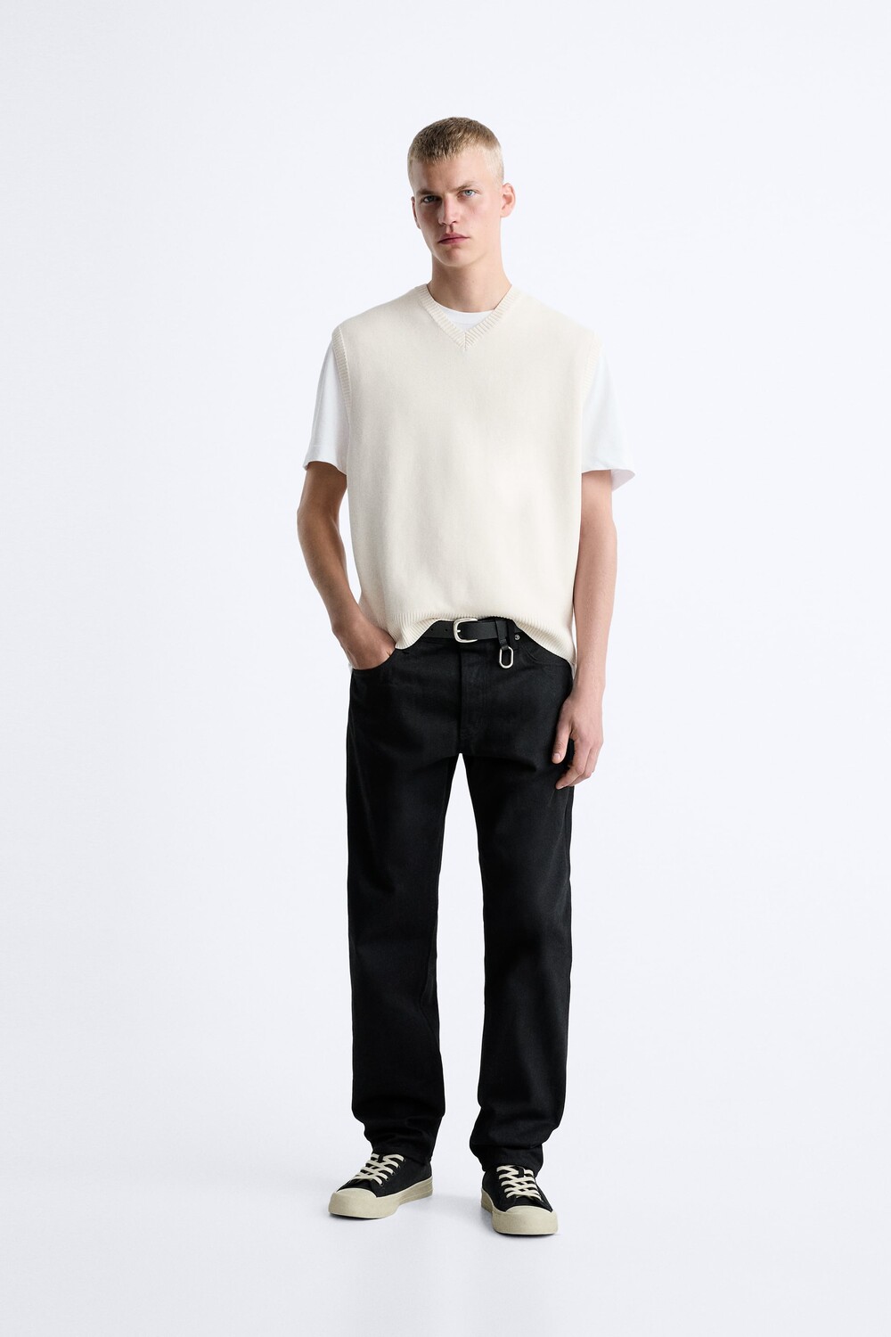

Трикотажный жилет из хлопка Zara, экрю