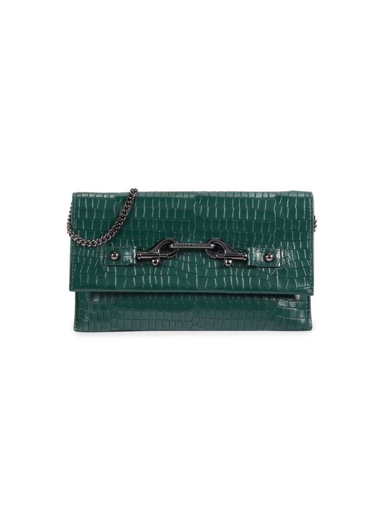 

Сумка на плечо из кожи с тиснением под крокодила Rebecca Minkoff, цвет Bottle Green