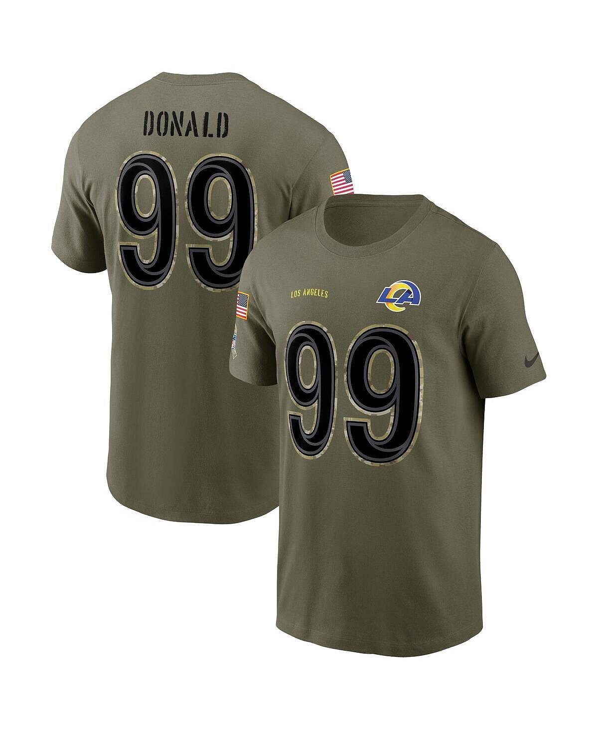 

Мужская футболка Aaron Donald Olive Los Angeles Rams 2022 Salute To Service Name Number Nike