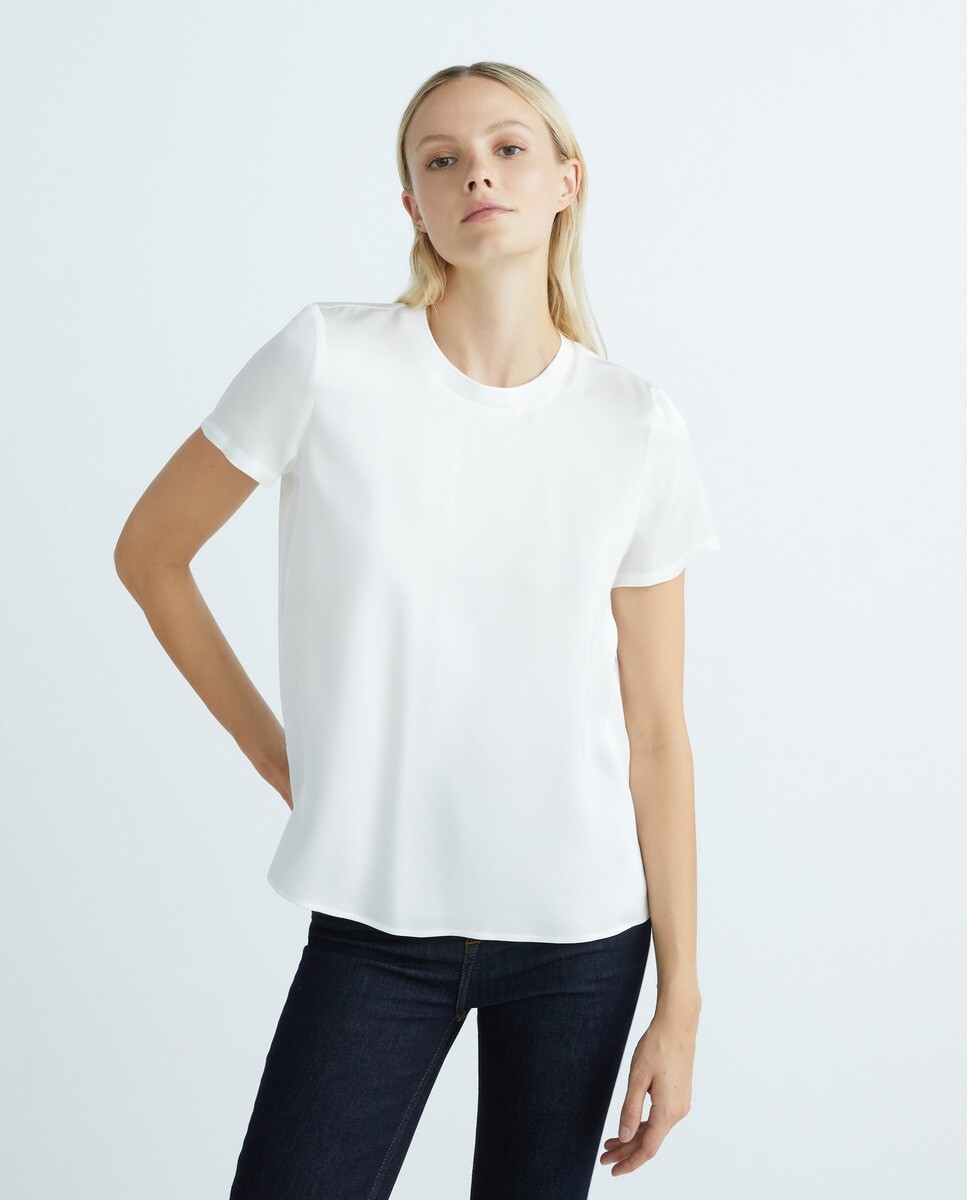 

Атласная блузка из вискозы Esprit, белый