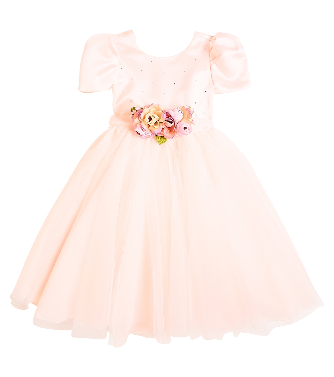 цена Платье из тюля с цветочной аппликацией Monnalisa, розовый