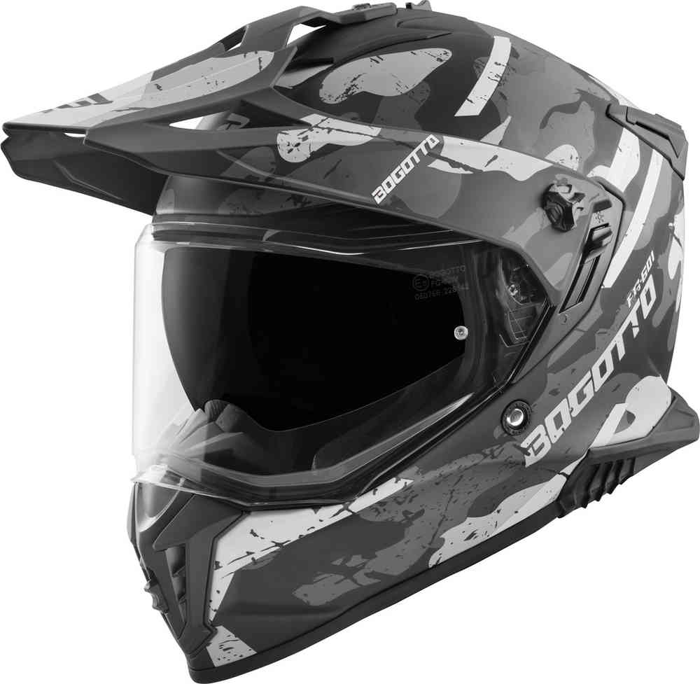 FG-601 Шлем эндуро из стекловолокна Bogotto, черный матовый/серый