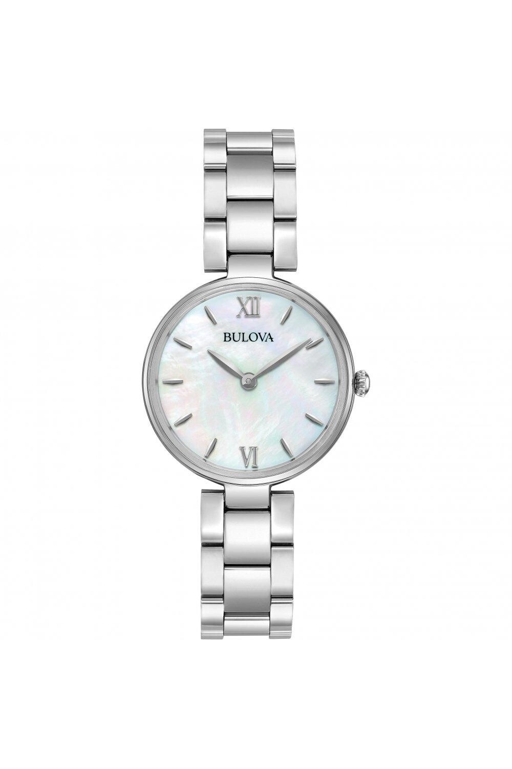 

Классические аналоговые кварцевые часы из нержавеющей стали - 96L229 Bulova, белый