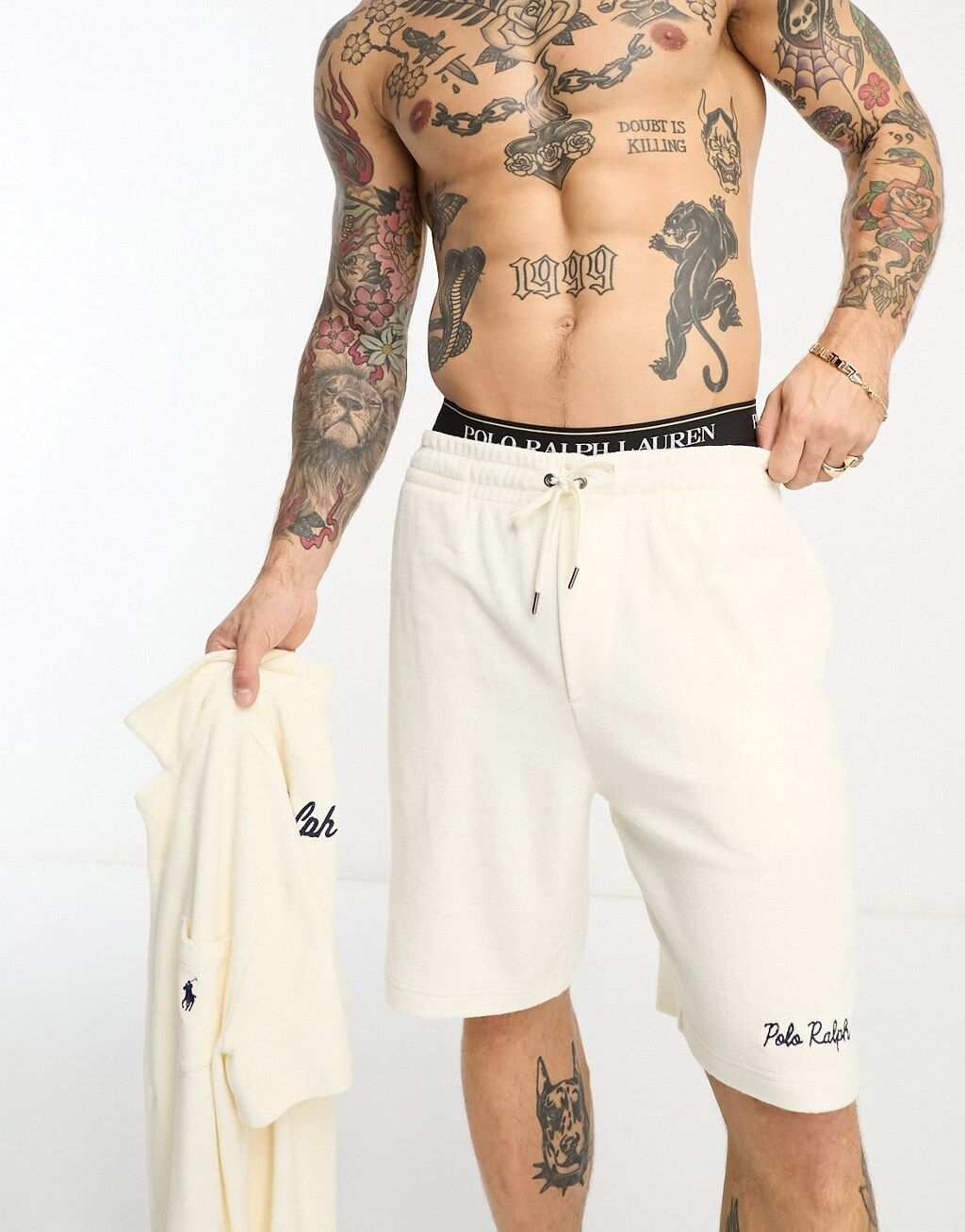 

Кремовые махровые шорты с логотипом, эксклюзивная коллаборация Polo Ralph Lauren x ASOS