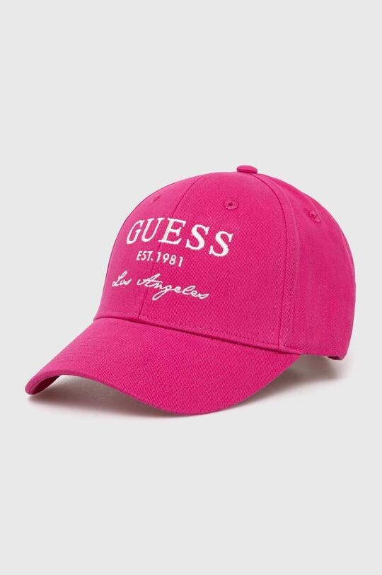 Бейсболка из хлопка Guess, розовый бейсболка из хлопка