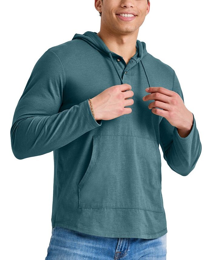 

Мужская толстовка с капюшоном Originals Tri-Blend Henley Hanes, цвет Green