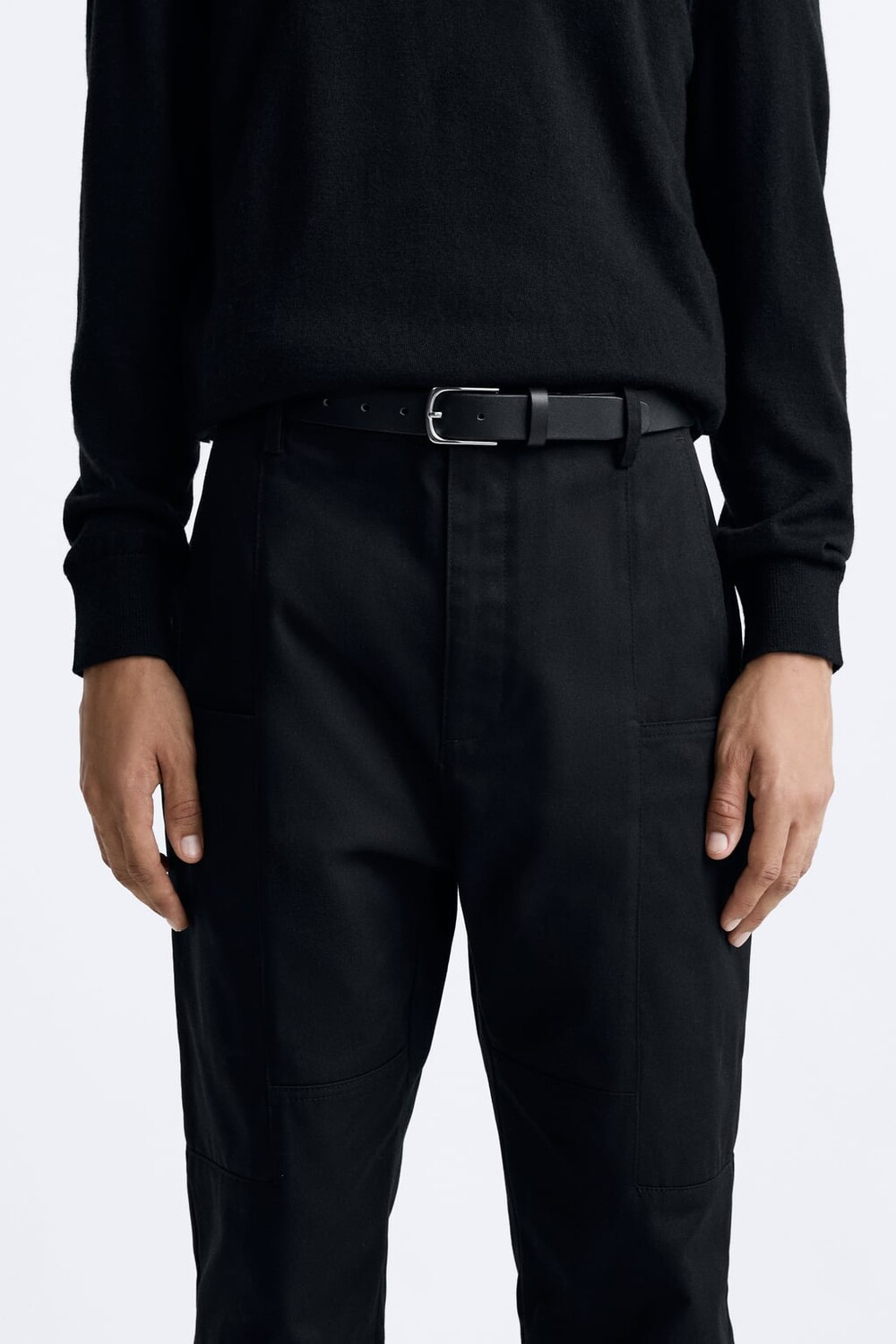 

Кожаный ремень ZARA, черный