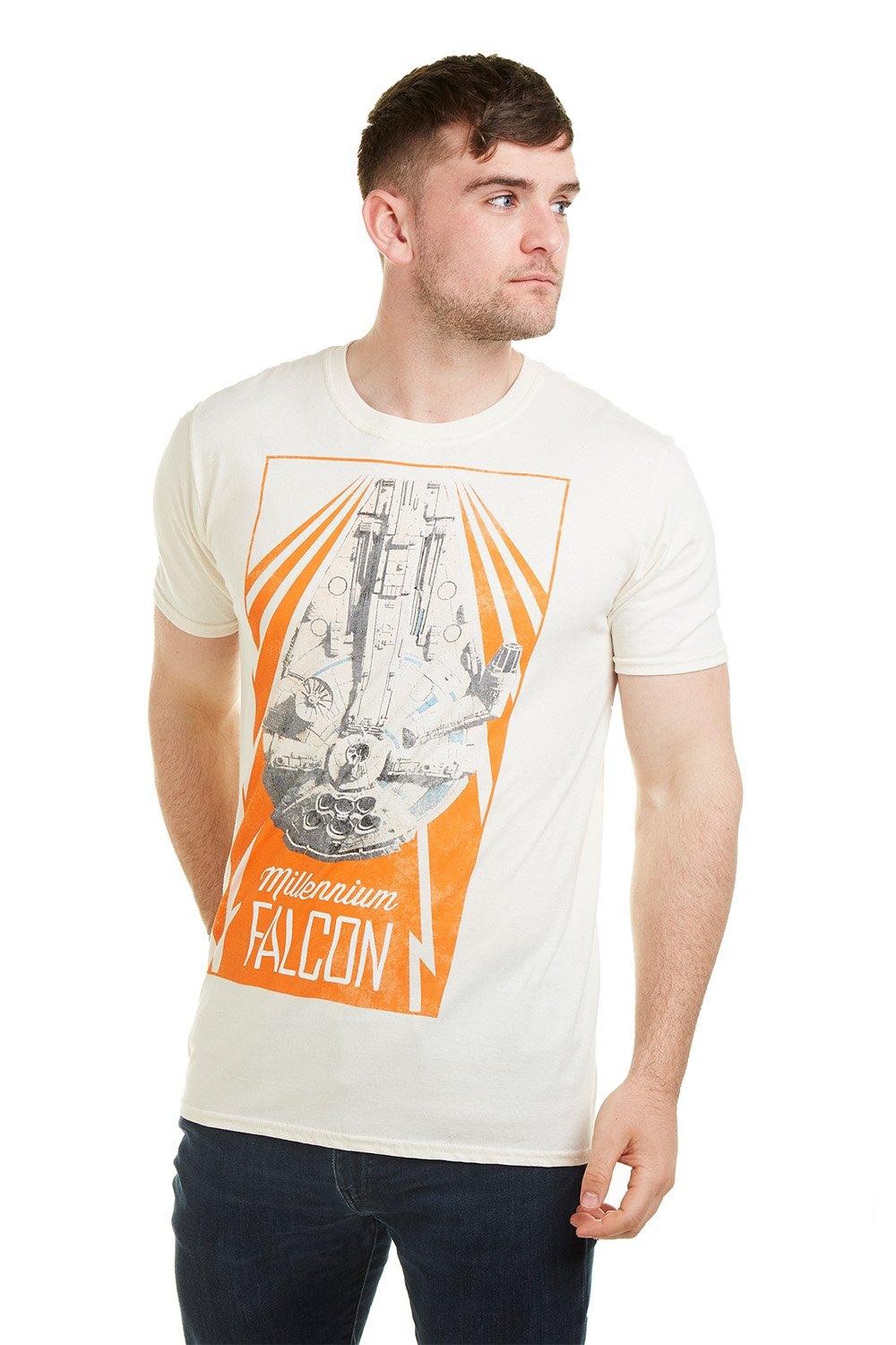 Новая хлопковая футболка Falcon Star Wars, белый цена и фото