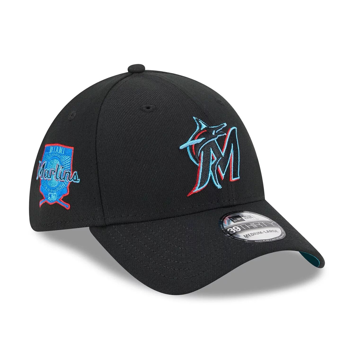 

Мужская черная гибкая кепка New Era Miami Marlins 2023 MLB Father's Day 39THIRTY