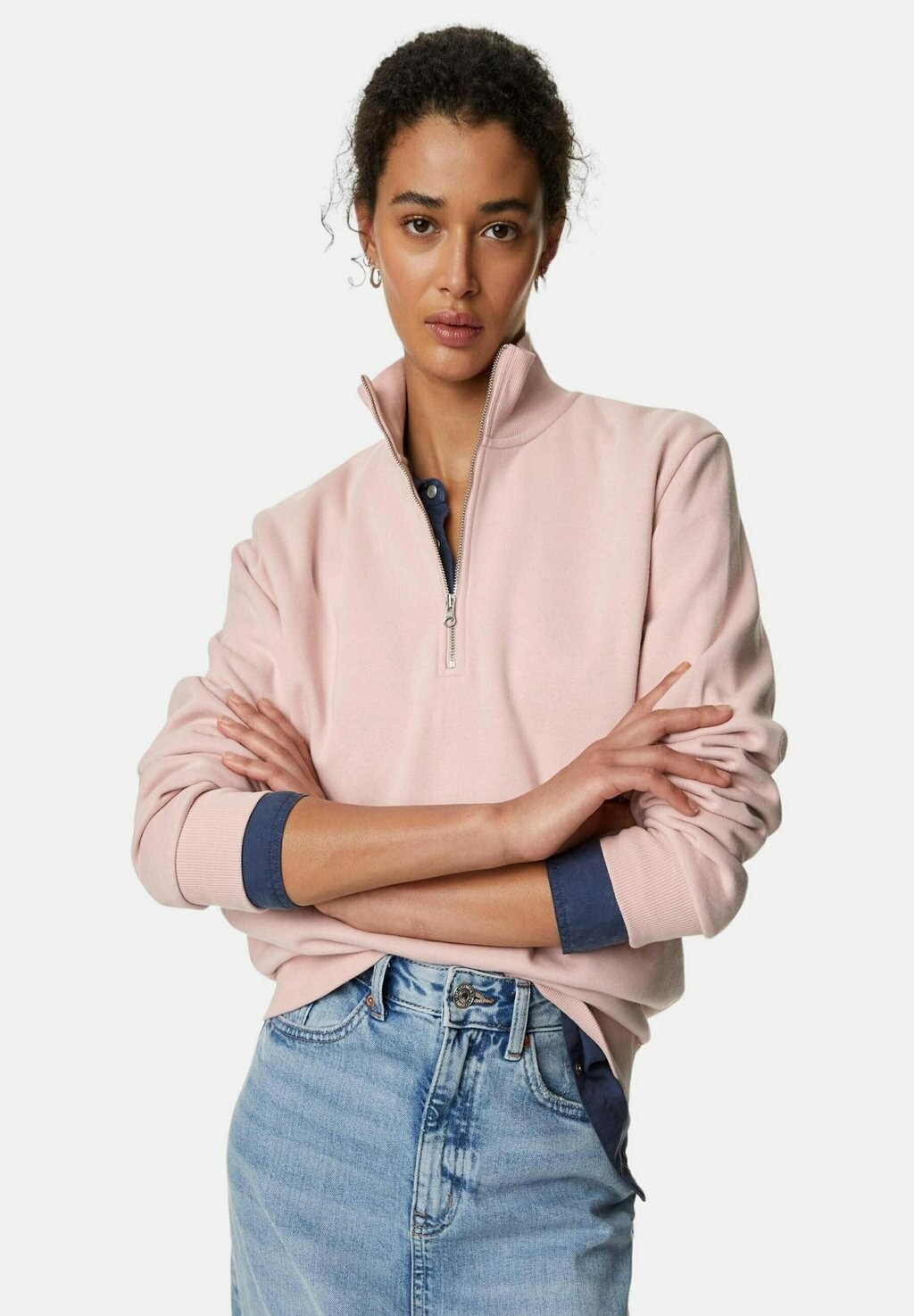 

Толстовка PLAIN HALF ZIP Marks & Spencer, цвет pink shell