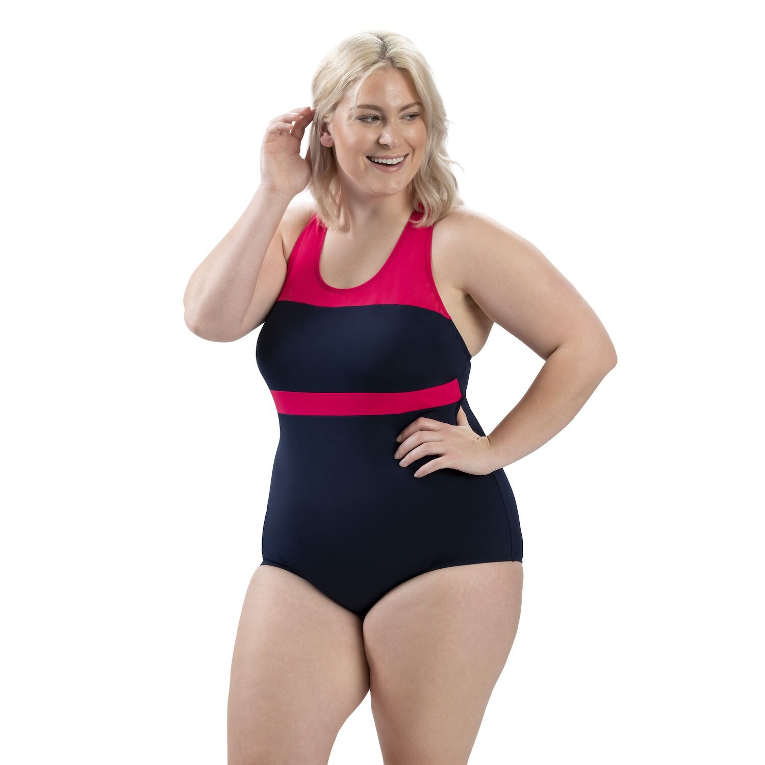 

Женский цельный купальник Dolfin Aquashape UPF 50+ с цветными блоками Dolfin, черный/белый