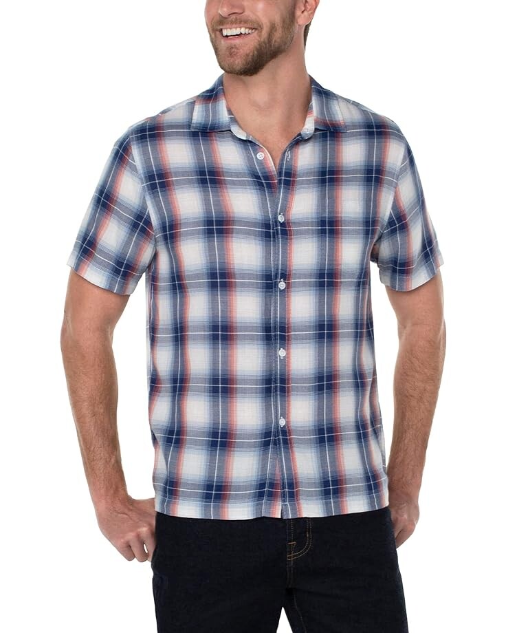 

Рубашка Liverpool Los Angeles Short Sleeve Plaid Shirt, синий