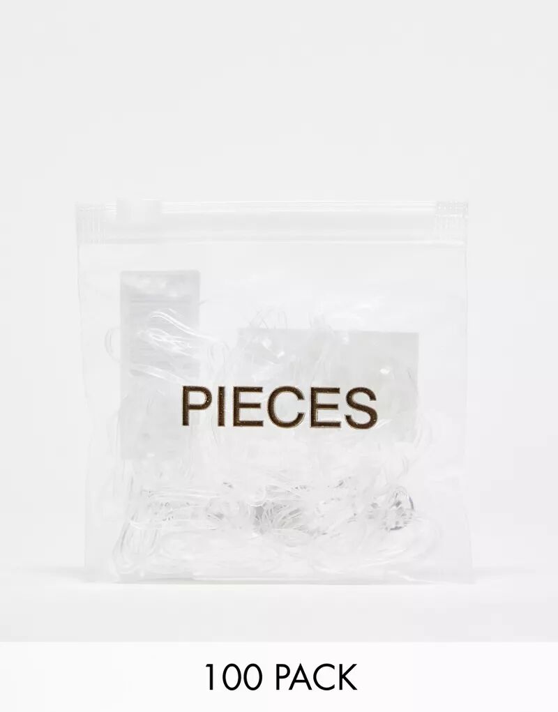 Pieces – упаковка из 100 прозрачных эластичных резинок для волос