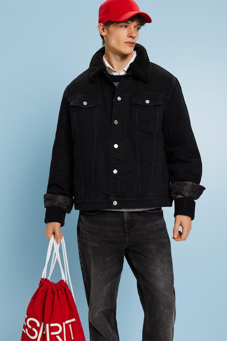 Джинсовая куртка стандартного кроя Esprit, черный джинсовая куртка стандартного кроя lindbergh черный