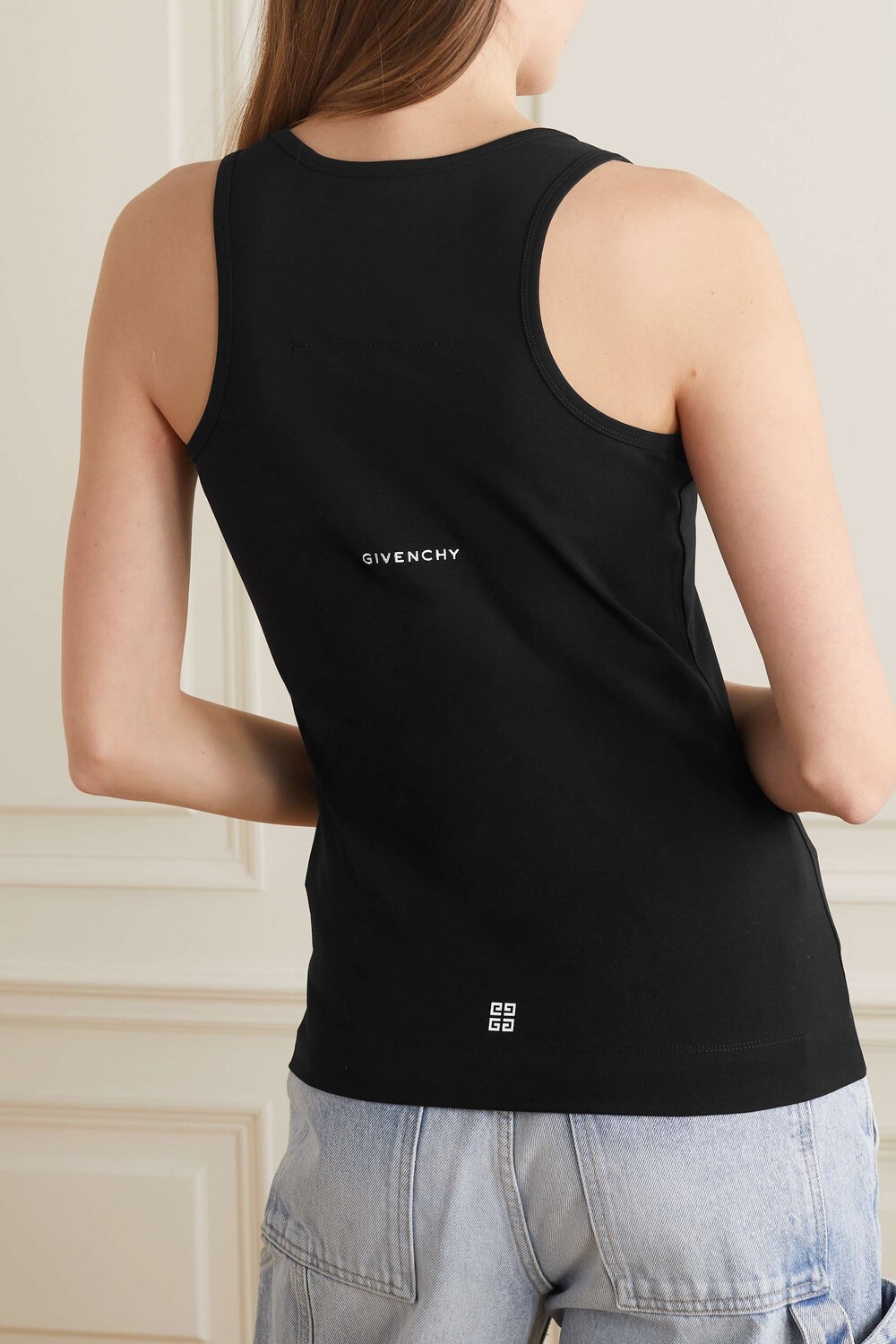 

GIVENCHY + Майка из эластичного хлопкового джерси с вышивкой Disney, черный