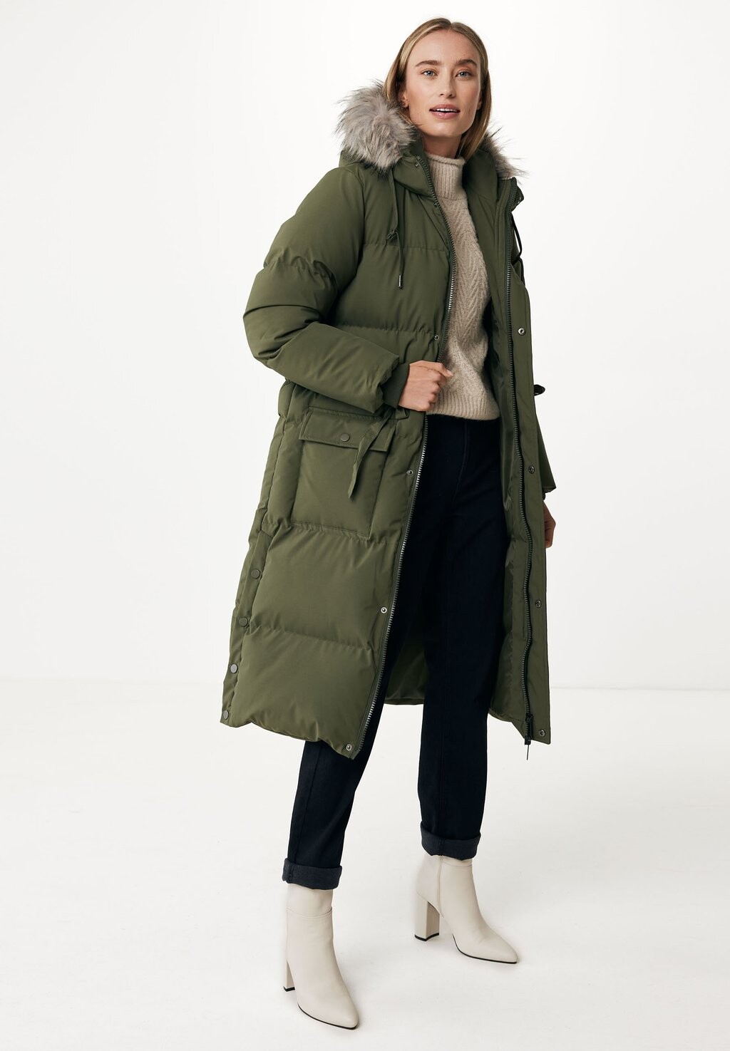 

Зимнее пальто Hooded Coat with Removable Collar Mexx, оливковый