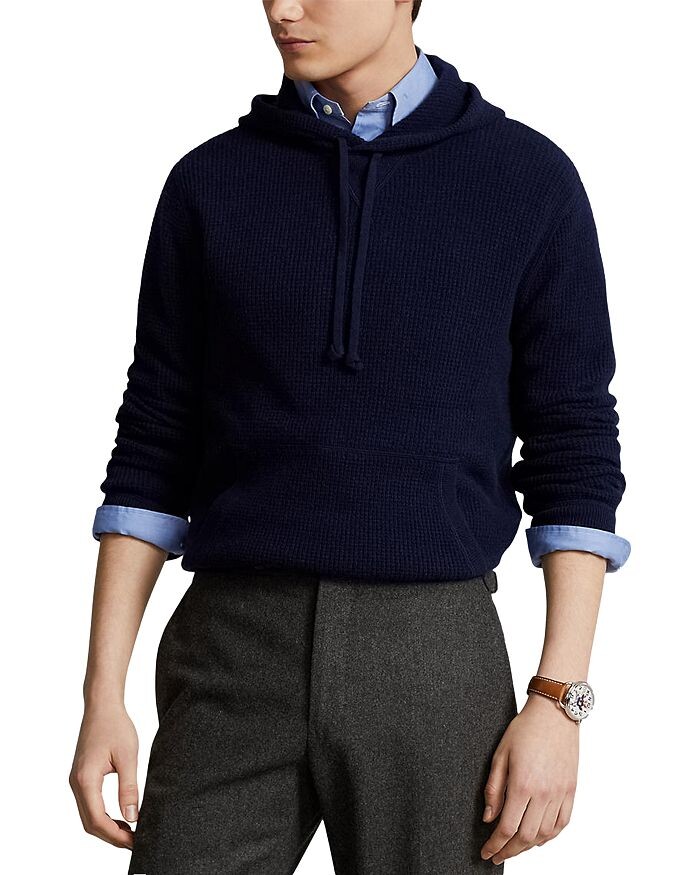 

Моющийся кашемировый свитер с капюшоном Polo Ralph Lauren, синий