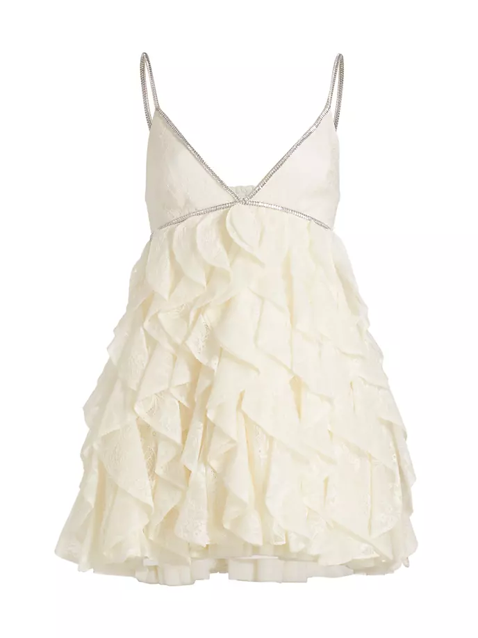 

Мини-платье Wilmarie из кружева и кристаллов Alice + Olivia, цвет off white