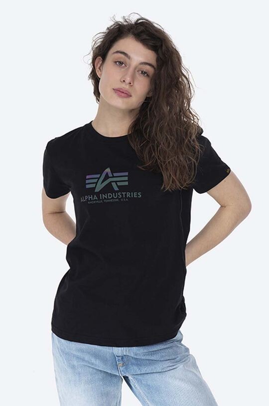 

Светоотражающая хлопковая футболка New Basic Tee Alpha Industries, черный