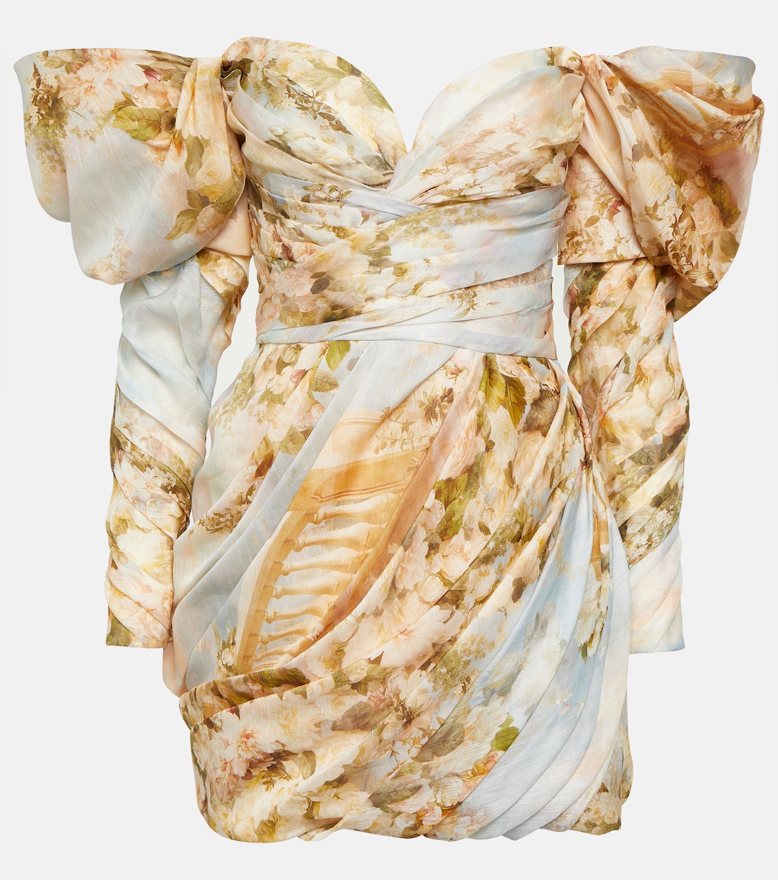 цена Мини-платье luminosity с драпировкой и цветочным принтом Zimmermann, мультиколор