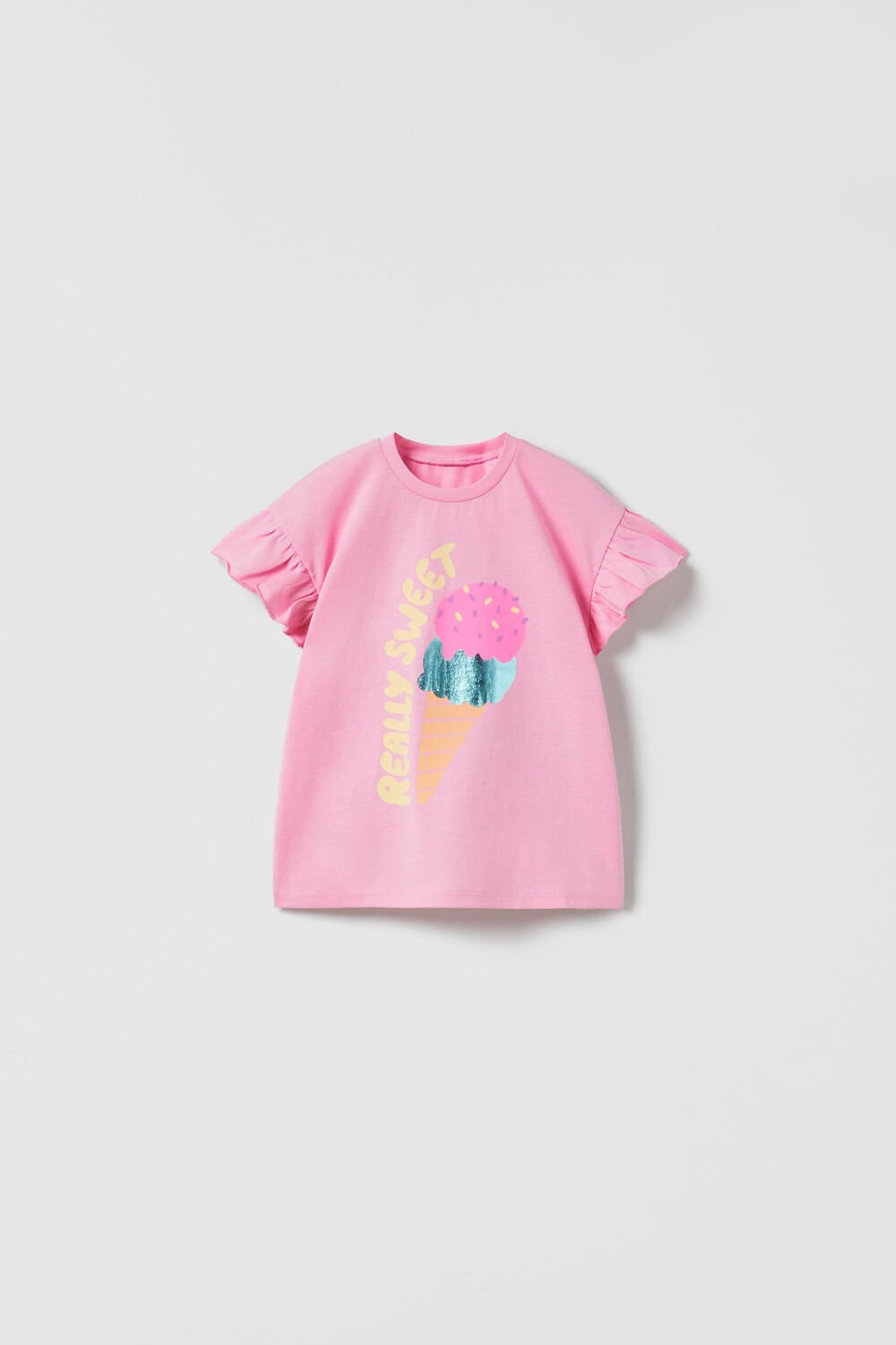 

Блестящая футболка Zara, розовый